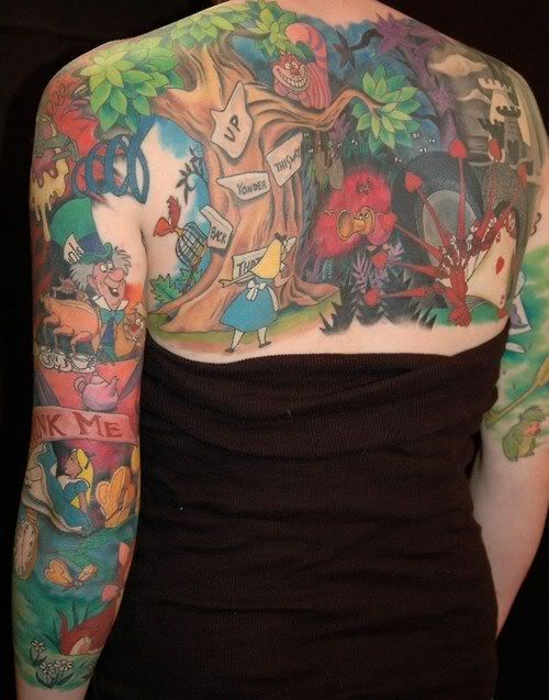 Alice in Wonderland tattoo back Pictures, Images and Photos