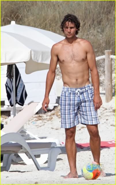 Rafael Nadal Shirtless. Rafael Nadal soaks up the sun