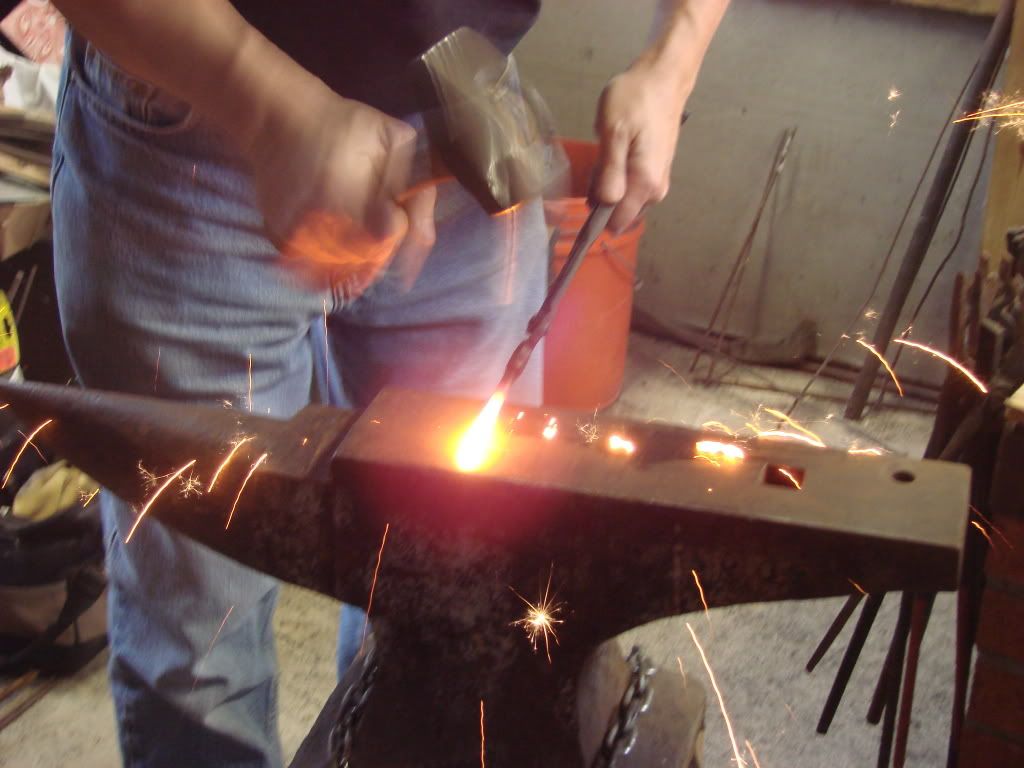 Tapering the Rod by Hammering to Form a Square Point Tapering the Rod by Hammering to Form a Square Point